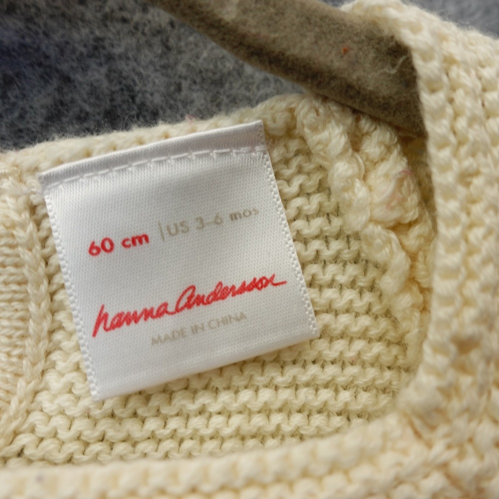 Sweater Knit Dress Baby Girl 3 6 Mos Cream Wool Deer Nordic HANNA ANDERSSON - Picture 3 of 12